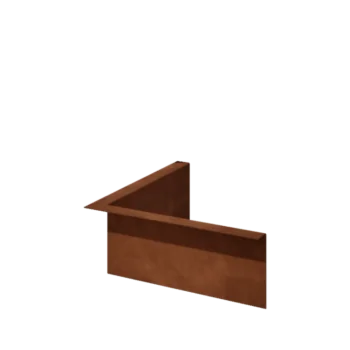 Corten steel lawn border edging - Bent edge - Inner corner - Height 12 cm