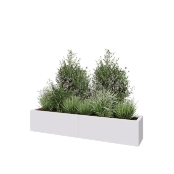 Steel planter XXL - Rectangle - 160 x 30 x 30 cm - RAL9005 matt (white) - With bottom plate