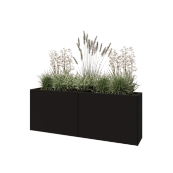 Steel planter XXL - Rectangle - 160 x 30 x 60 cm - RAL9005 matt (black) - With bottom plate