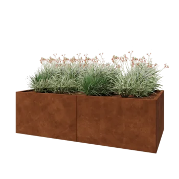 Corten steel planter XXL - Rectangle - 200 x 100 x 60 cm - With bottom plate