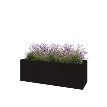 Steel planter XXL - Rectangle - 150 x 50 x 50 cm - RAL9005 matt (black) - With bottom plate