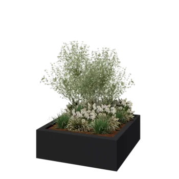 Fibreglass planter - Square - 120 x 120 x 40 cm - RAL7021 matt (black grey) - With bottom