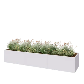 Steel planter XXL - Rectangle - 360 x 80 x 60 cm - RAL9005 matt (white) - Without bottom plate