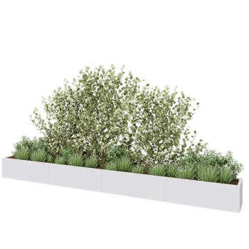 Steel planter XXL - Rectangle - 480 x 40 x 40 cm - RAL9005 matt (white) - With bottom plate