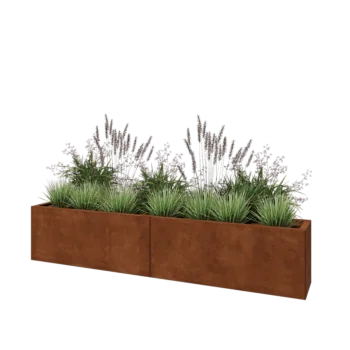 Corten steel planter XXL - Rectangle - 200 x 30 x 40 cm - Without bottom plate