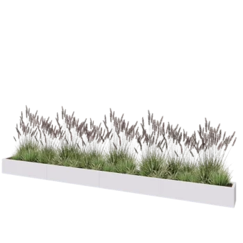 Steel planter XXL - Rectangle - 480 x 30 x 30 cm - RAL9005 matt (white) - With bottom plate