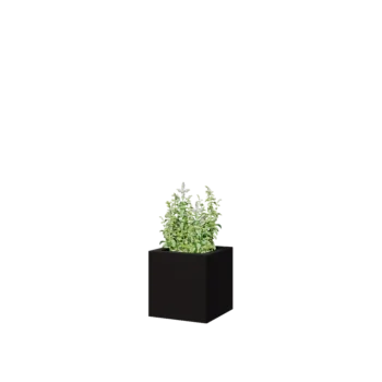 Steel planter - Square - 30 x 30 x 30 cm - RAL9005 matt (black) - With bottom plate