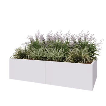 Steel planter XXL - Rectangle - 200 x 100 x 50 cm - RAL9005 matt (white) - With bottom plate