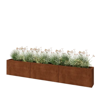Corten steel planter XXL - Rectangle - 360 x 30 x 60 cm - With bottom plate