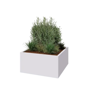 Steel planter - Square - 100 x 100 x 50 cm - RAL9005 matt (white) - With bottom plate