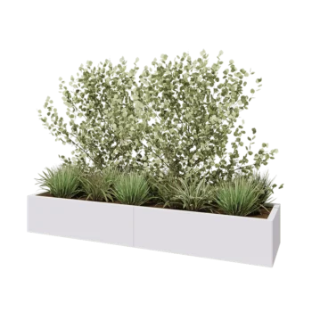 Steel planter XXL - Rectangle - 200 x 50 x 30 cm - RAL9005 matt (white) - Without bottom plate