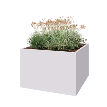 Steel planter - Square - 120 x 120 x 80 cm - RAL9005 matt (white) - Without bottom plate