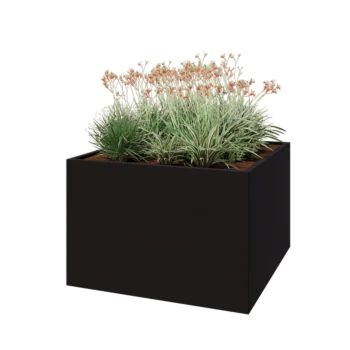 Steel planter - Square - 120 x 120 x 80 cm - RAL9005 matt (black) - With bottom plate