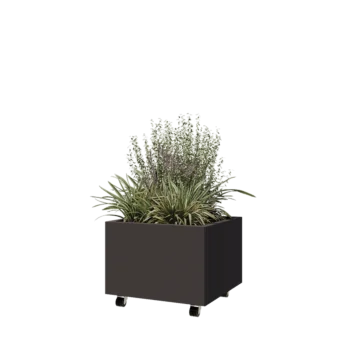 Steel planter - Square - 60 x 60 x 40 cm - Other RAL colour - With bottom plate - With wheels