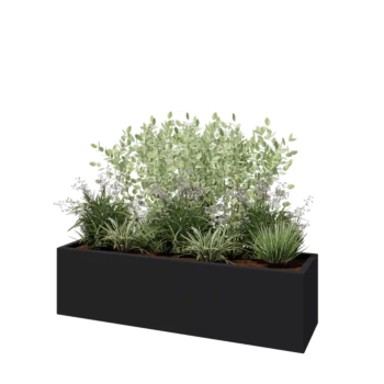 Fibreglass planter - Rectangle - 150 x 40 x 40 cm - RAL7021 matt (black grey) - With bottom