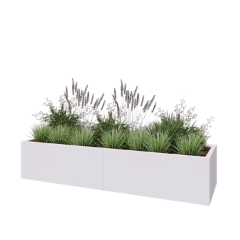 Steel planter XXL - Rectangle - 200 x 60 x 40 cm - RAL9005 matt (white) - With bottom plate
