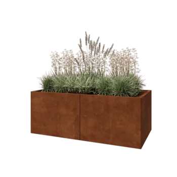 Corten steel planter XXL - Rectangle - 160 x 80 x 60 cm - With bottom plate