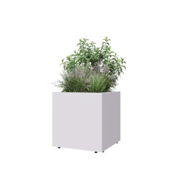 Steel planter - Square - 60 x 60 x 60 cm - RAL9005 matt (white) - With bottom plate - With legs