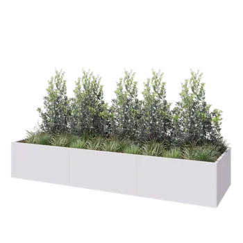 Steel planter XXL - Rectangle - 360 x 100 x 60 cm - RAL9005 matt (white) - With bottom plate
