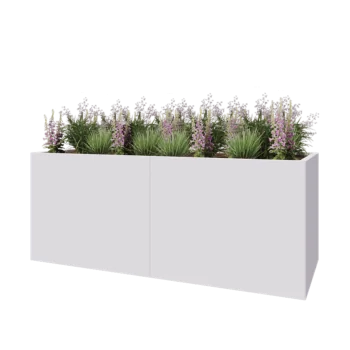Steel planter XXL - Rectangle - 200 x 80 x 80 cm - RAL9005 matt (white) - With bottom plate