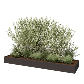 Steel planter XXL - Rectangle - 360 x 80 x 30 cm - RAL7016 matt (anthracite grey) - With bottom plate