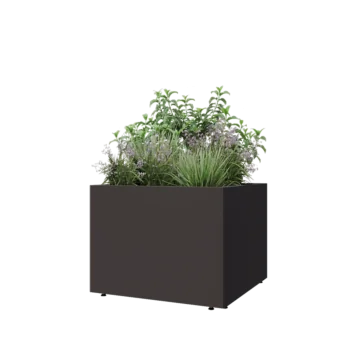Steel planter - Square - 80 x 80 x 60 cm - RAL7016 matt (anthracite grey) - With bottom plate - With legs