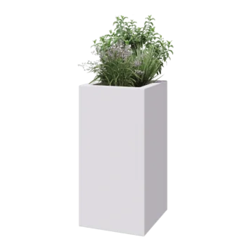 Fibreglass planter - Square - 50 x 50 x 100 cm - RAL9010 matt (white) - With bottom