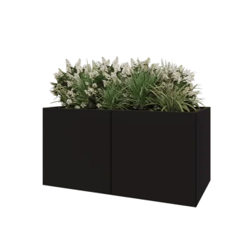 Steel planter XXL - Rectangle - 160 x 80 x 80 cm - RAL9005 matt (black) - With bottom plate