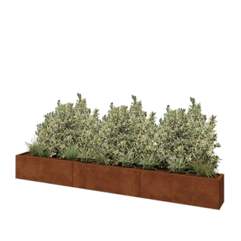 Corten steel planter XXL - Rectangle - 360 x 30 x 40 cm - With bottom plate