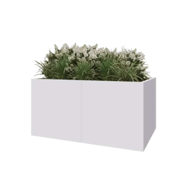 Steel planter XXL - Rectangle - 160 x 100 x 80 cm - RAL9005 matt (white) - With bottom plate