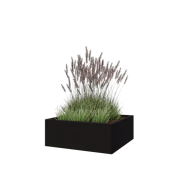 Steel planter - Square - 80 x 80 x 30 cm - RAL9005 matt (black) - With bottom plate