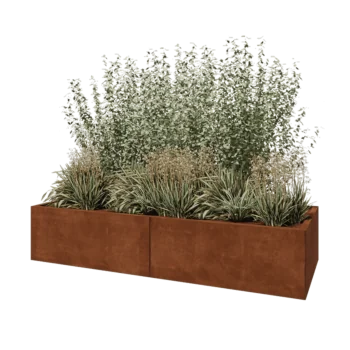 Corten steel planter XXL - Rectangle - 200 x 80 x 40 cm - With bottom plate