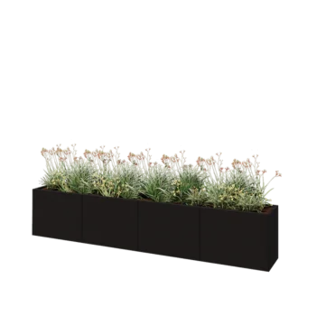 Steel planter XXL - Rectangle - 320 x 40 x 60 cm - RAL9005 matt (black) - Without bottom plate