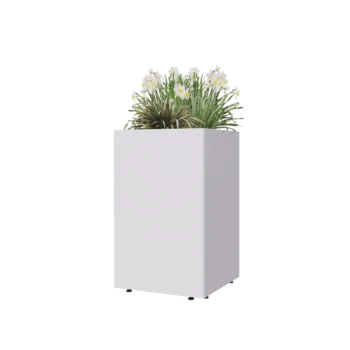 Steel planter - Square - 50 x 50 x 80 cm - RAL9005 matt (white) - With bottom plate - With legs