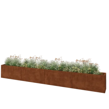 Corten steel planter XXL - Rectangle - 480 x 40 x 60 cm - With bottom plate