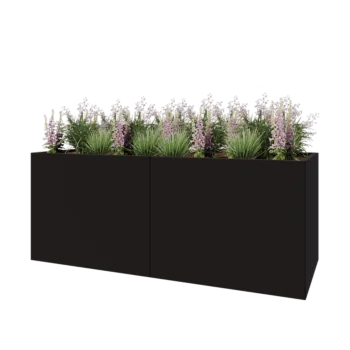 Steel planter XXL - Rectangle - 200 x 80 x 80 cm - RAL9005 matt (black) - With bottom plate
