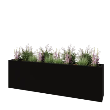 Fibreglass planter - Rectangle - 200 x 30 x 60 cm - RAL9005 matt (black) - With bottom