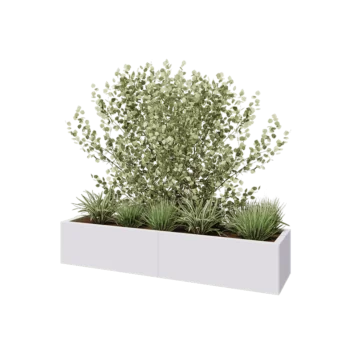 Steel planter XXL - Rectangle - 160 x 40 x 30 cm - RAL9005 matt (white) - With bottom plate