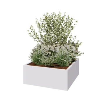 Steel planter - Square - 100 x 100 x 40 cm - RAL9005 matt (white) - Without bottom plate