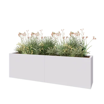 Steel planter XXL - Rectangle - 200 x 40 x 60 cm - RAL9005 matt (white) - With bottom plate