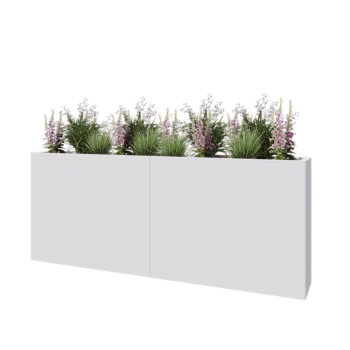 Steel planter XXL - Rectangle - 200 x 30 x 80 cm - RAL9005 matt (white) - With bottom plate