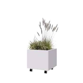 Steel planter - Square - 50 x 50 x 40 cm - RAL9005 matt (white) - With bottom plate - With wheels