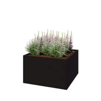 Steel planter - Square - 100 x 100 x 60 cm - RAL9005 matt (black) - Without bottom plate