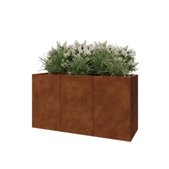 Corten steel planter XXL - Rectangle - 150 x 50 x 80 cm - With bottom plate