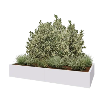 Steel planter XXL - Rectangle - 200 x 100 x 30 cm - RAL9005 matt (white) - Without bottom plate