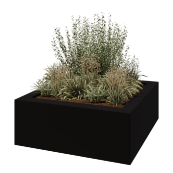 Fibreglass planter - Square - 160 x 160 x 60 cm - RAL9005 matt (black) - With bottom
