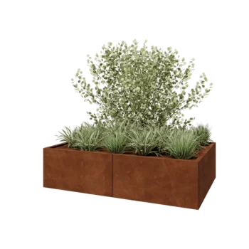 Corten steel planter XXL - Rectangle - 160 x 100 x 40 cm - With bottom plate