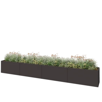 Steel planter XXL - Rectangle - 480 x 50 x 60 cm - RAL7016 matt (anthracite grey) - With bottom plate