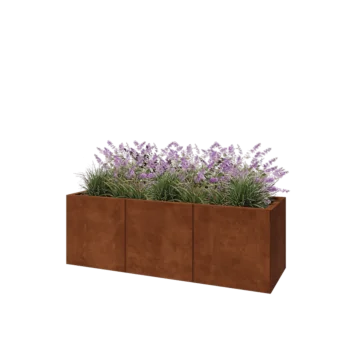 Corten steel planter XXL - Rectangle - 150 x 50 x 50 cm - With bottom plate