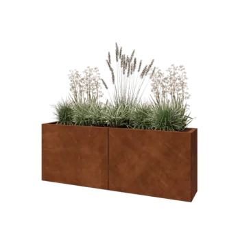 Corten steel planter XXL - Rectangle - 160 x 30 x 60 cm - With bottom plate